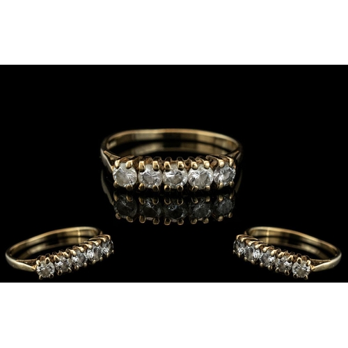 435 - A 9ct Gold Dress Ring Set With 5 CZ's.