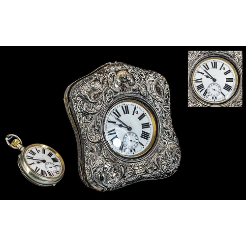 437 - A Large Goliath Pocket Watch White Enamelled Dial, Roman Numerals With Subsidiary Seconds. Housed In... 