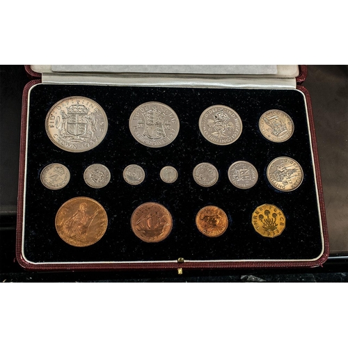 464 - 1937 George VI Proof Coin Collection, comprises, Crown, Half Crown, Florin, English Shilling, Scotti... 