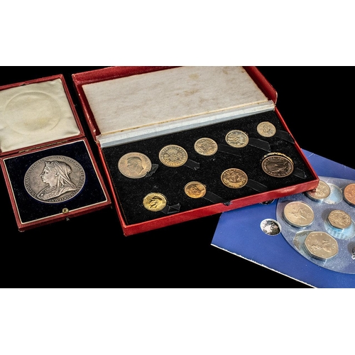 473 - Small Mixed Lot of Coins, to include a 1983 Year Coin Set, an 1897 Victoria Commemorative Silver Med... 