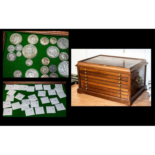 474 - A Specimen Six Drawer Coin Cabinet, each drawer containing a quantity of coins, to include proof and... 