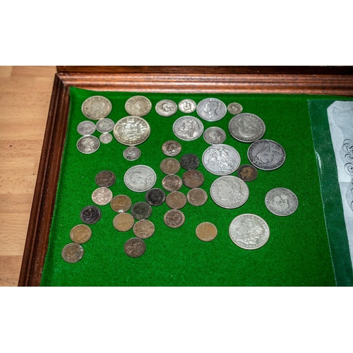 474 - A Specimen Six Drawer Coin Cabinet, each drawer containing a quantity of coins, to include proof and... 