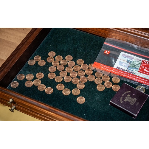 474 - A Specimen Six Drawer Coin Cabinet, each drawer containing a quantity of coins, to include proof and... 