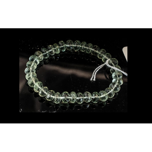 479 - Green Amethyst Faceted Bead Bracelet, sparkling faceted rondelle shape beads of green amethyst, also... 