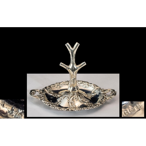 487 - Edwardian Period Sterling Silver Ladies Ring Tree - Hallmark Birmingham 1908. Weight 27.5 grams. Hei... 