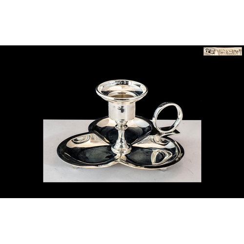 488 - Ladies Dressing Table Sterling Silver Candle Holder - With Integral Trinket Tray. Hallmark Birmingha... 