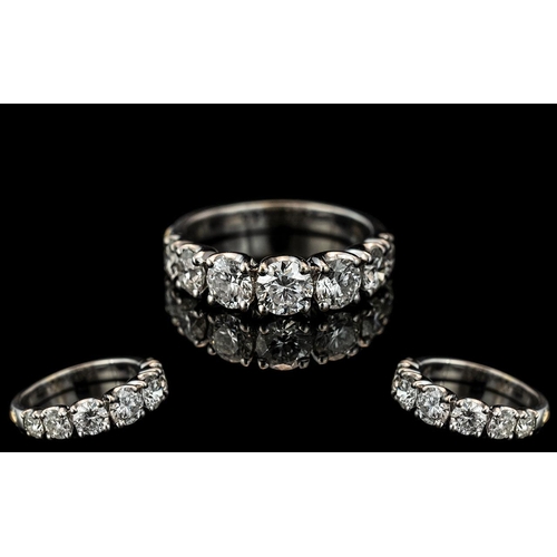 5 - Crivelli Signed Contemporary White Gold Stunning 7 Stone Diamond Ring.  Full hallmark.  Diamond weig... 