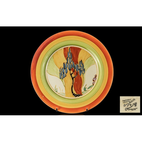 511 - Clarice Cliff 1930's Hand Painted Cabinet Plate ' Wind bells ' Design E289. Date 1933. Bizarre Range... 