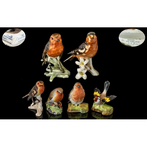 522 - An Excellent Collection of Vintage Hand Painted Porcelain Bird Figures.  Six in total, comprising: 1... 