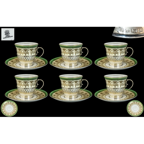 558 - George Jones & Sons Crescent China Superb Set of Six Coffee Cups and Saucers ( Excellent Design ) Al... 