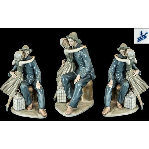 575 - Lladro - Large and Impressive Hand Painted Porcelain Figure - Titled ' The Kiss ' Fisherman and His ... 