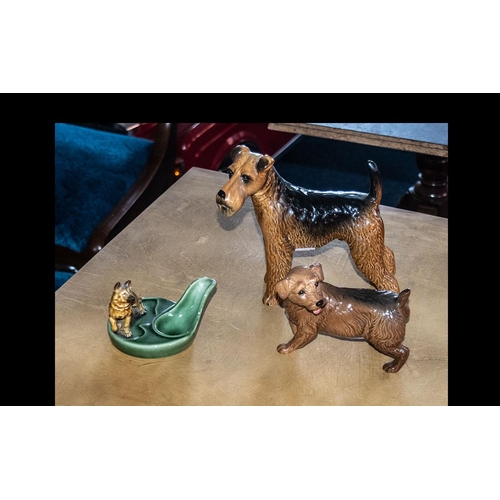 580 - Dog Ceramics Interest. Comprises a Wade ' German Shepherd ' Dish, Size Approx 5 by 3.5 Inches, Beswi... 