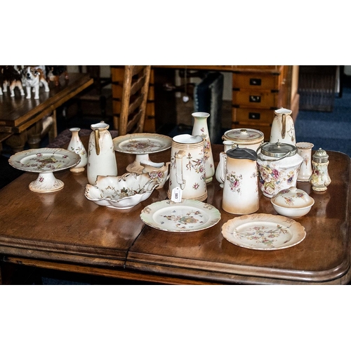 583 - Large Collection of Blush Ivory Porcelain, mainly Crown Devon, including footed cake plates, jugs, v... 