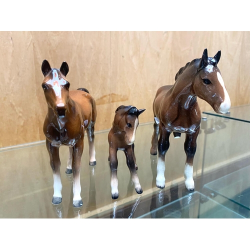 592 - ( 2 ) Beswick Horses + 1 Other Foal (restored and broken leg) ( 3 ) In Total.