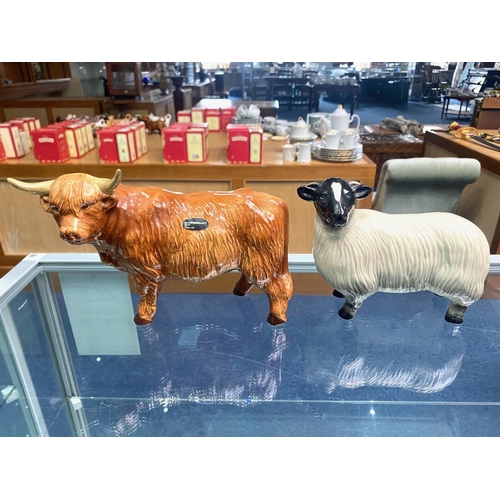 593 - Coopercraft Highland Bull. Approx 6.5 Inches High, 10 Inches Across. Condition Report - Restoration ... 