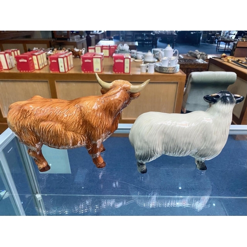 593 - Coopercraft Highland Bull. Approx 6.5 Inches High, 10 Inches Across. Condition Report - Restoration ... 