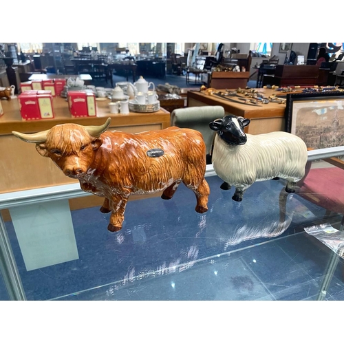 593 - Coopercraft Highland Bull. Approx 6.5 Inches High, 10 Inches Across. Condition Report - Restoration ... 