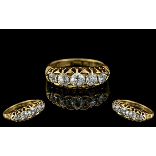 6 - Victorian Period - Superb Quality 5 Stone Diamond Set Ring, Gallery Setting. Full Hallmark to Interi... 