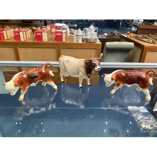 607 - Coopercraft Small Calves ( 2 ) + 1 Other Cow. Heights Approx 4, 3 & 3 Inches High. ( 3 ) Items In To... 