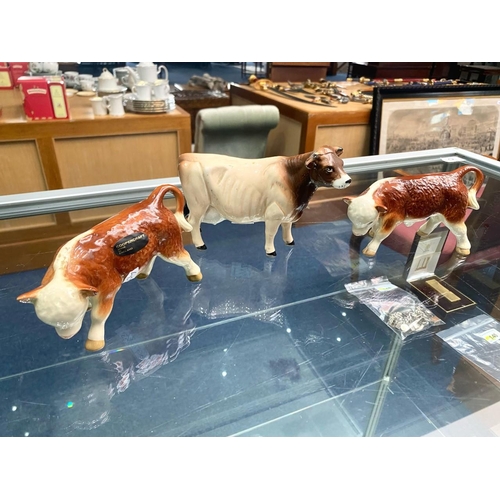 607 - Coopercraft Small Calves ( 2 ) + 1 Other Cow. Heights Approx 4, 3 & 3 Inches High. ( 3 ) Items In To... 