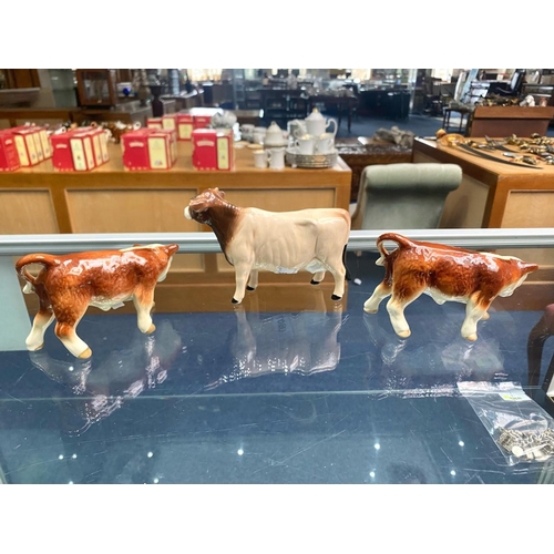 607 - Coopercraft Small Calves ( 2 ) + 1 Other Cow. Heights Approx 4, 3 & 3 Inches High. ( 3 ) Items In To... 