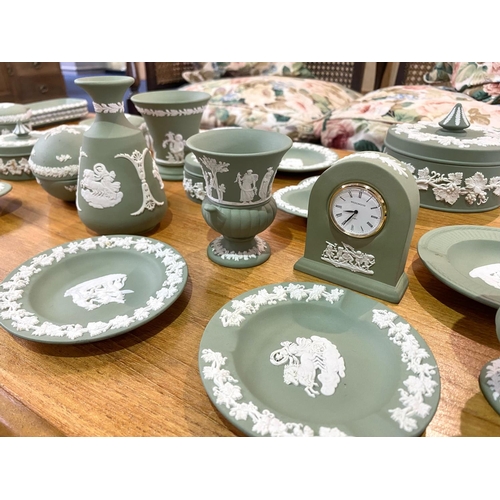 679 - A Collection Of Green Jasperware Wedgewood Pottery to include, a quantity of trinket pots and dressi... 