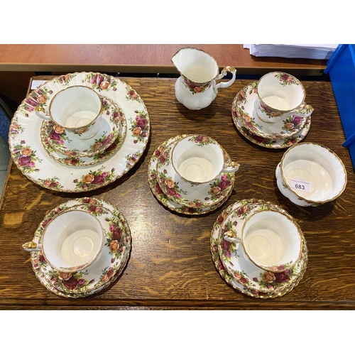 683 - A Royal Albert Old Country Roses Tea Service comprising, one dinner plate, five cups and saucers, mi... 