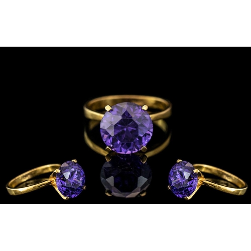 69 - Ladies - Superb Quality Bespoke Single Stone Amethyst Set Ring. The Round Faceted Purple Natural Ame... 