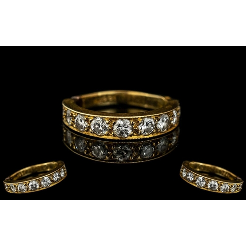 6A - Ladies 18ct Gold Attractive Diamond Set Half Eternity Ring, marked 18ct to interior and shank.  The ... 
