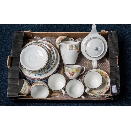 727 - Wedgwood Teaset Comprising - 7 cups, 3 sides plates,1 small bowl, 1 tea pot 1 milk jug, 4 saucers to... 