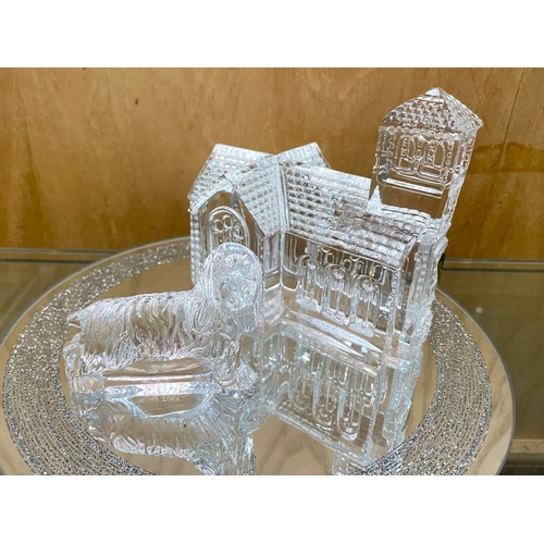 758 - ( 2 ) Waterford Crystal Glass Figurines. Comprises 1/ Lismore Village Church with Certificate and Bo... 