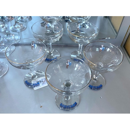 766 - Collection of Six Vintage Babycham Glasses, all in good condition, with the Babycham emblem and gilt... 