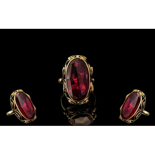 81 - A Superb 14ct Gold Single Ruby Coloured Stone Set Dress Ring of Pleasing Proportions, With Wonderful... 