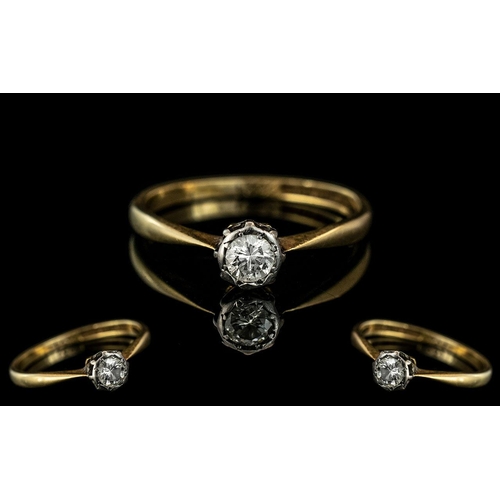 86 - 18ct Gold and Platinum Single Stone Diamond Set Ring. Marked 18ct and Platinum to Interior of Shank.... 