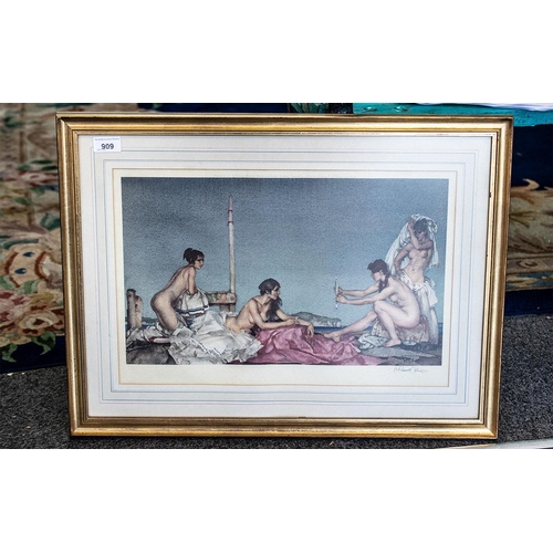 909 - Sir Russell Flint Signed Print.  Lovely subject of naked ladies bathing.  Signed bottom right.  Over... 