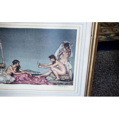 909 - Sir Russell Flint Signed Print.  Lovely subject of naked ladies bathing.  Signed bottom right.  Over... 