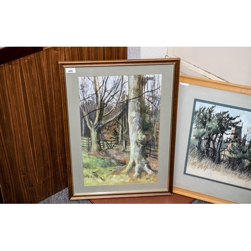 924 - Peter M Hicks (1937-) Three Original Mixed Media Works on Paper, woodlands country type scenes.  All... 