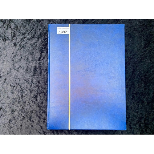 1392 - Stamp interest: Blue A4 stamp stockbook in good condition - (These are over £20 alone), crammed with... 