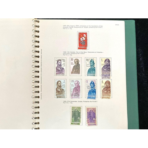 1397 - Stamp interest: Green 22 ring Collecta stamp album in slip -case with stamps from Spain and its colo... 