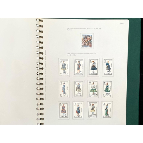 1397 - Stamp interest: Green 22 ring Collecta stamp album in slip -case with stamps from Spain and its colo... 