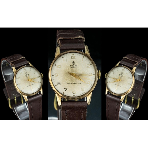 150 - Rolex - Tudor Royal 9ct Gold Gents Mechanical Wind Wrist Watch. Rolex Signed Movement. c.1950's. Cas... 