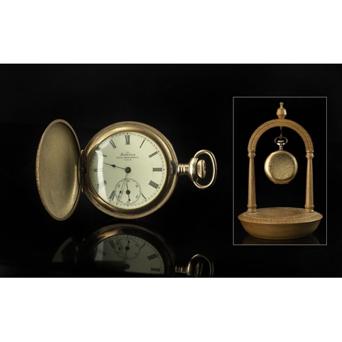 179 - America Watch Co  Philadelphia, Ladies Gold Filled Keyless Small Full Hunter Pocket Watch - With Orn... 