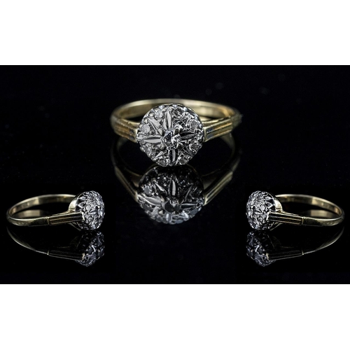 203 - Ladies 18ct Gold Diamond Cluster Ring, the diamonds of good colour and clarity, the hallmark rubbed ... 