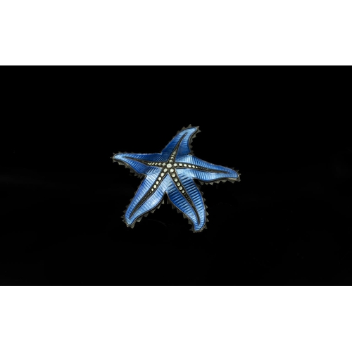 207 - Norwegian Enamelled Silver Brooch, the lovely quality enamel showing a starfish design; good conditi... 