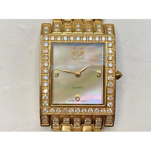 271 - Aston Gerard Diamond Set Gold Plated Watch, set with 99 diamonds approx weight 2.12 cts. Brand new i... 