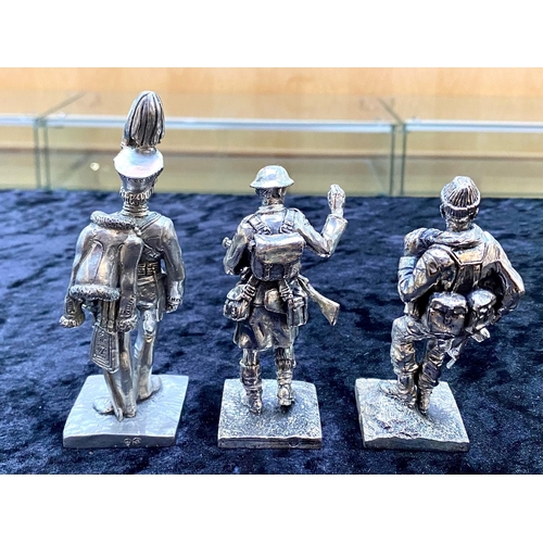 315 - Three Silvered Metal Military Figures, well sculpted and finished, each approx. 4 inches (10cms) hig... 