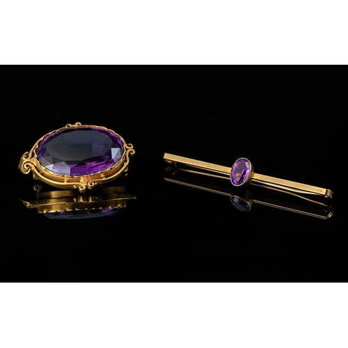 32A - Antique Period Superb Quality Matching Set of 15ct Gold Amethyst Set Jewellery, all stamped 15ct, co... 