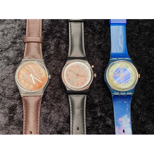 341 - Swatch Quartz Trio of Vintage Wrist Watches.  Not out of box, as new condition.