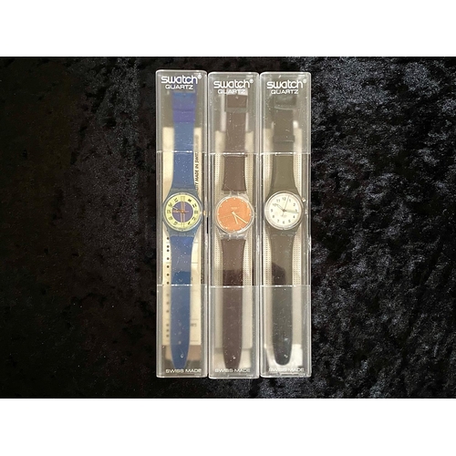 341 - Swatch Quartz Trio of Vintage Wrist Watches.  Not out of box, as new condition.