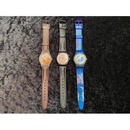 341 - Swatch Quartz Trio of Vintage Wrist Watches.  Not out of box, as new condition.